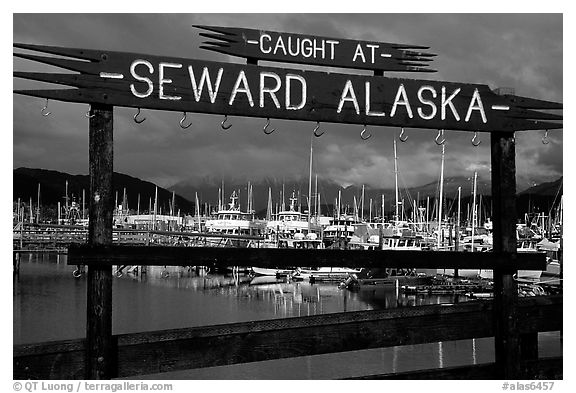 Seward harbor. Seward, Alaska, USA (black and white)