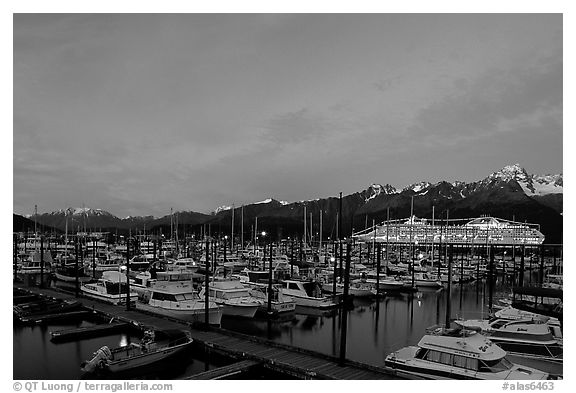 Seward harbor at dusk. Seward, Alaska, USA