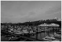 Seward harbor at dusk. Seward, Alaska, USA (black and white)