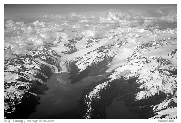 Aerial view of tidewater glaciers in Prince William Sound. Prince William Sound, Alaska, USA