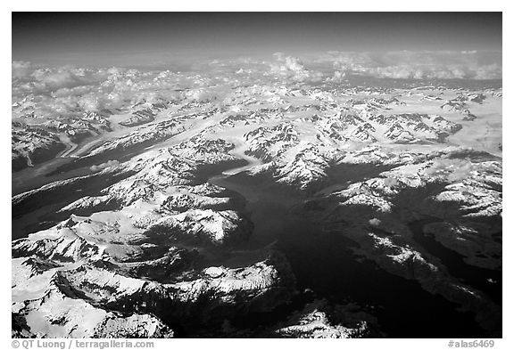 Aerial view of Glaciers in Prince William Sound. Prince William Sound, Alaska, USA