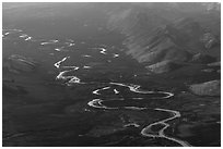 Aerial view of South Fork Koyokuk River. Alaska, USA ( black and white)