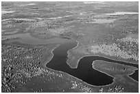 Aerial view of Dall River. Alaska, USA ( black and white)