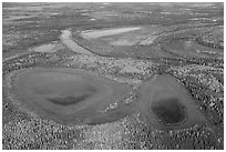 Aerial view of lakes in autumn. Alaska, USA ( black and white)