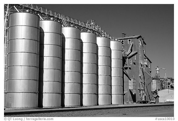 Grain silos. California, USA (black and white)