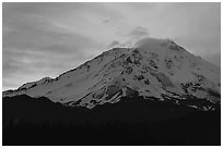 Sunset and clouds above Mt Shasta. California, USA (black and white)