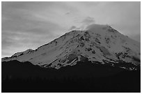 Sunset and clouds above Mt Shasta. California, USA (black and white)