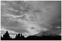 Clouds over Mt Shasta at sunset. California, USA ( black and white)