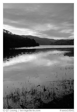 Humbolt Lagoon and clouds at sunrise. California, USA (black and white)