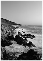 Surf and rocks at sunset, Garapata State Park. Big Sur, California, USA ( black and white)