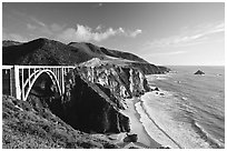 Bixby creek bridge, late afternoon. Big Sur, California, USA (black and white)