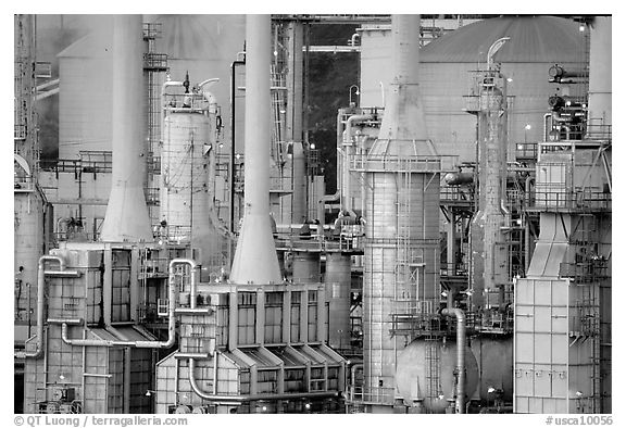 Rodeo San Francisco Refinery. San Pablo Bay, California, USA (black and white)