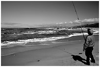 Fisherman, Bean Hollow State Beach. San Mateo County, California, USA (black and white)