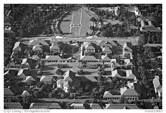 Aerial view of campus. Stanford University, California, USA