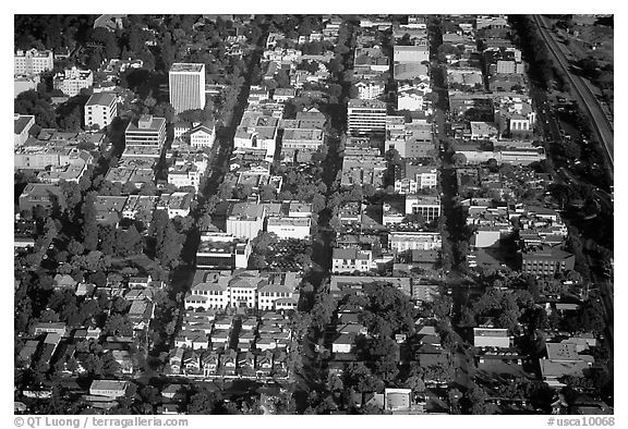 Aerial view of downtown. Palo Alto,  California, USA (black and white)