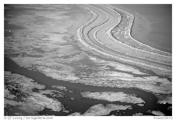 Aerial view of wetlands in the South Bay. Redwood City,  California, USA