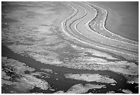 Aerial view of wetlands in the South Bay. Redwood City,  California, USA ( black and white)