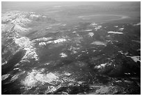 Aerial view of the Sierra Nevada and Mono Lake. California, USA (black and white)