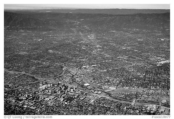 Aerial view of downtown. San Jose, California, USA (black and white)