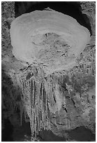 Rare parachute cave formations, Mitchell caverns. Mojave National Preserve, California, USA (black and white)