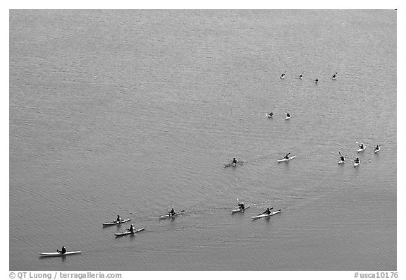 Sea Kayakers, Pilar Point Harbor. Half Moon Bay, California, USA