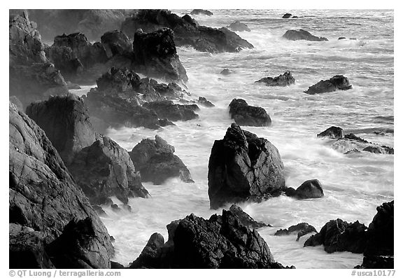 Pointed rocks and surf, Garapata State Park. Big Sur, California, USA