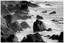 Pointed rocks and surf, Garapata State Park. Big Sur, California, USA ( black and white)