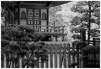 Pagoda in Japanese Garden. San Francisco, California, USA (black and white)