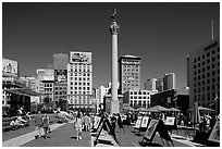 Art exhibition on Union Square, afternoon. San Francisco, California, USA (black and white)