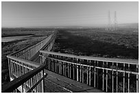 Boardwalk leading to edge of the Bay, Palo Alto Baylands. Palo Alto,  California, USA ( black and white)