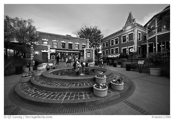 Ghirardelli Square at dusk. San Francisco, California, USA (black and white)