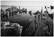 Tufa formations, South Tufa area, early morning. Mono Lake, California, USA ( black and white)