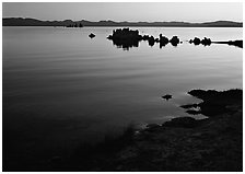 Tufa towers at sunrise. Mono Lake, California, USA (black and white)