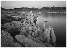 Tufas, South Tufa area,  dawn. Mono Lake, California, USA (black and white)