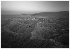 Badlands at dusk, Font Point. Anza Borrego Desert State Park, California, USA (black and white)