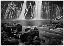Wide waterfall over basalt, Burney Falls State Park. California, USA ( black and white)