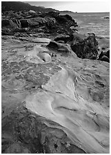 Sculptured coastline, Weston Beach. Point Lobos State Preserve, California, USA (black and white)