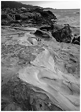 Sculptured coastline, Weston Beach, Point Lobos. California, USA ( black and white)