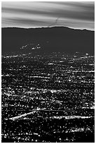 Lights of San Jose at dusk. San Jose, California, USA ( black and white)