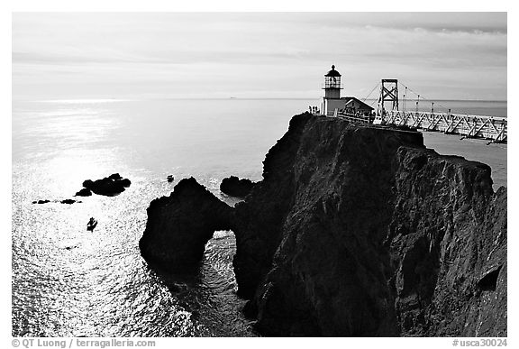 Point Bonita Lighthouse, afternoon. California, USA (black and white)