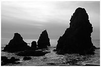 Seastacks, Rodeo Beach, afternoon. California, USA (black and white)