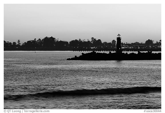 Lighthouse at sunset. Santa Cruz, California, USA (black and white)