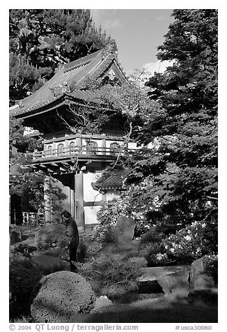 Entrance of Japanese Garden, Golden Gate Park. San Francisco, California, USA (black and white)