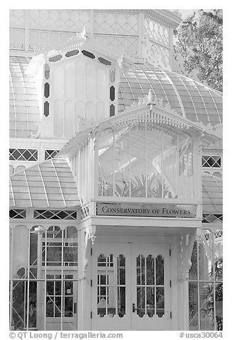 Conservatory of the Flowers, Golden Gate Park. San Francisco, California, USA (black and white)