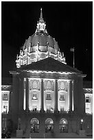 City Hall by night. San Francisco, California, USA (black and white)