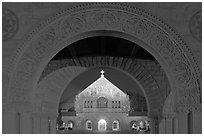 Quad and Memorial church at night. Stanford University, California, USA ( black and white)