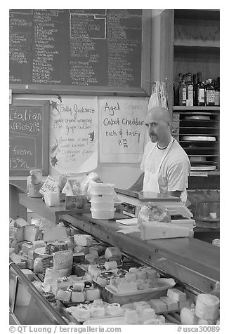 The Cheese Board, famous cheese cooperative. Berkeley, California, USA (black and white)