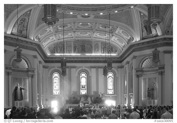 Mass inside Saint Joseph Cathedral. San Jose, California, USA