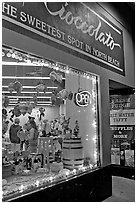 Chocolate store on Columbus Avenue at night, North Beach. San Francisco, California, USA ( black and white)