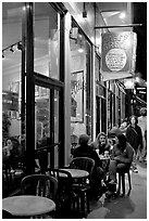 Cafe on Columbus Avenue at night, North Beach. San Francisco, California, USA ( black and white)